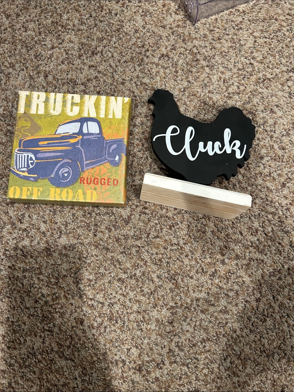 Black 'Cluck' Wooden Farmhouse Sign with Stand